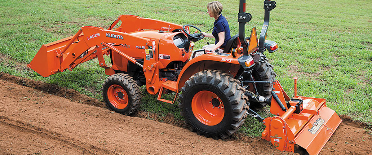 Used Tractors Ohio Pre-Owned Kubota Tractor with Land Pride Roraty Tiller For Sale at Jeff Schmitt Lawn and Motorsports